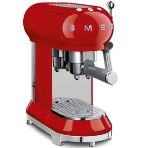 50-es évekbeli, Retro stílusú Espresso / Cappucino karos kávéfőző, 15 bar, 2 adag, piros - SMEG