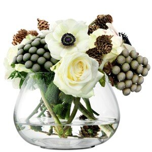 Flower üvegváza virágkölteményekhez, étkezőasztalra, áttetsző, 11,5cm, LSA, kézzel készített
