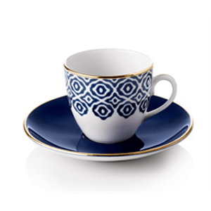 Török kávé szett, 2 csésze csészealjjal, kék "Bleu Blanc" - Selamlique