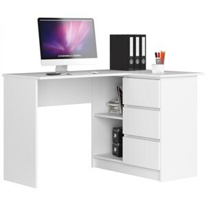 Sarok íróasztal - Akord Furniture - 124 cm - fehér