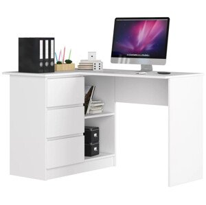 Sarok íróasztal - Akord Furniture - 124 cm - fehér (bal)
