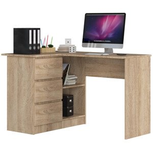 Sarok íróasztal - Akord Furniture - 124 cm - sonoma tölgy (bal)