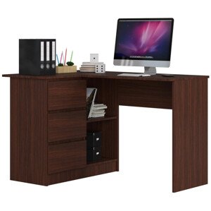 Sarok íróasztal - Akord Furniture - 124 cm - wenge (bal)