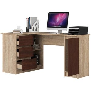 Sarok íróasztal - Akord Furniture - 155 cm - sonoma tölgy / wenge (bal)