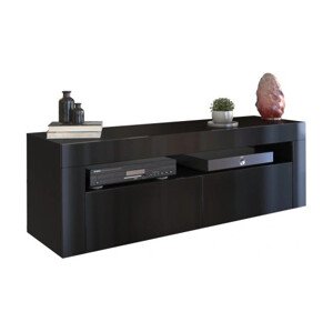 TV szekrény - Holzmeister Deko-2D - 140 cm - magasfényű fekete