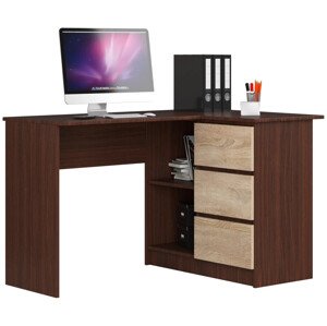 Sarok íróasztal - Akord Furniture - 124 cm - wenge / sonoma tölgy