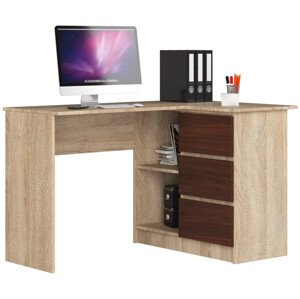 Sarok íróasztal - Akord Furniture - 124 cm - sonoma tölgy / wenge