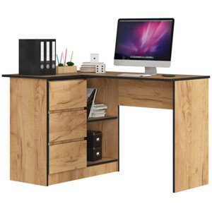 Sarok íróasztal - Akord Furniture - 124 cm - kézműves tölgy (bal)