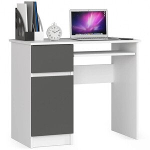 Íróasztal - Akord Furniture - 90 cm - fehér / szürke (bal)