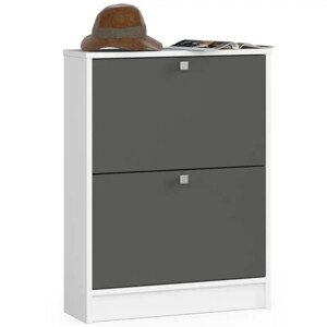 Cipőtároló szekrény / cipősszekrény 80 cm - Akord Furniture - fehér / szürke