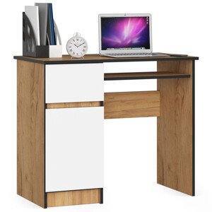 Íróasztal - Akord Furniture - 90 cm - kézműves tölgy / fehér (bal)