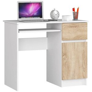 Íróasztal - Akord Furniture - 90 cm - fehér / sonoma tölgy