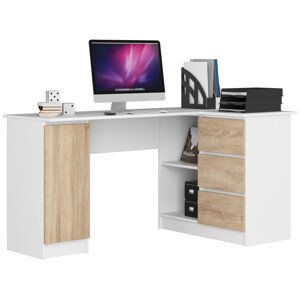 Sarok íróasztal - Akord Furniture - 155 cm - fehér / sonoma tölgy