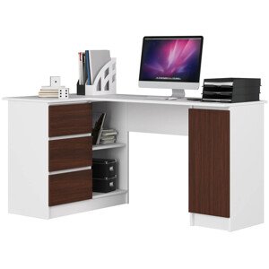 Sarok íróasztal - Akord Furniture - 155 cm - fehér / wenge (bal)