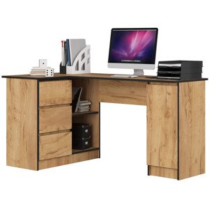 Sarok íróasztal - Akord Furniture - 155 cm - kézműves tölgy (bal)