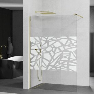Mexen Kioto walk-in zuhanyfal - átlátszó - dekorbetéttel üveg / arany profil - 100 cm (800-100-101-50-85)