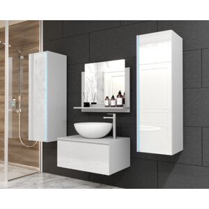Venezia Alius A1 fürdőszobabútor szett + mosdókagyló + szifon (fényes fehér)
