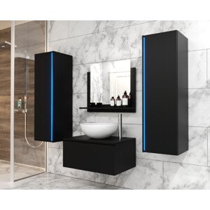 Venezia Alius A1 fürdőszobabútor szett + mosdókagyló + szifon (matt fekete)