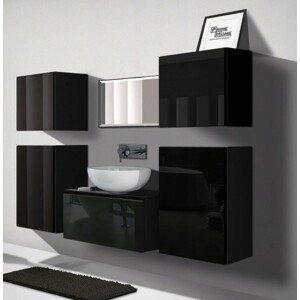 Venezia Alius A19 fürdőszobabútor szett + mosdókagyló + szifon (fényes fekete)