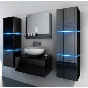 Venezia Alius A3 fürdőszobabútor szett + mosdókagyló + szifon (fényes fekete)
