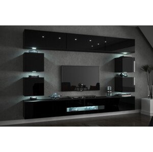 Venezia Concept C80 nappali faliszekrény sor - 257 x 184 cm (magasfényű fekete)