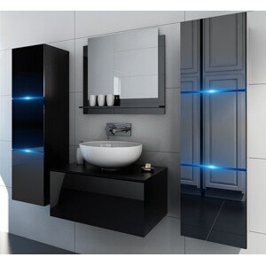 Venezia Like II. fürdőszobabútor szett + mosdókagyló + szifon (fényes fekete)