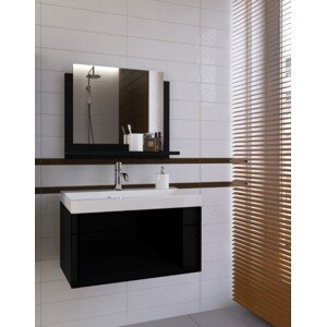 Venezia Luna fürdőszobabútor + tükör + mosdó + szifon - 60 cm (fényes fekete)