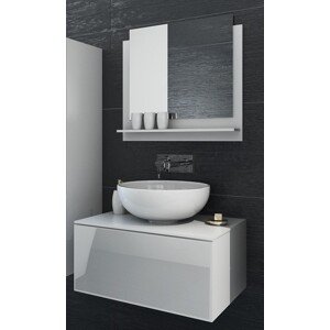 Venezia Mode fürdőszobabútor + tükör + mosdókagyló + szifon - 60 cm (fényes fehér)