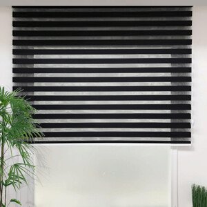 Jaluzea rulou zebra / roleta textila, Lizbon Day & Night, 80x200 cm, poliester, negru