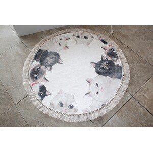 Chilai Fürdőszobai szőnyeg, Angry Cats, bézs/fekete