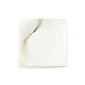 Frequency desszerttál, Maxwell & Williams, 18 x 18 cm, porcelán, fehér/arany