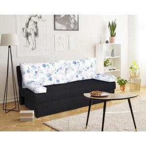 Alfi Antracit Kihúzható kanapé 192x80x77 cm tárolóládával, Blue Anemone