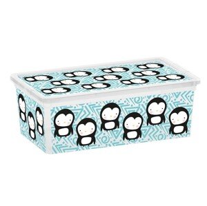 Tároló doboz fedéllel, KIS C-Box Cute Animals Penguin XS, 6 L, műanyag