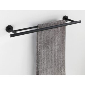 Falra szerelhető törölközőtartó Duo Bosio, Wenko Power-Loc®, 5,5 x 60 cm, rozsdamentes acél, fekete