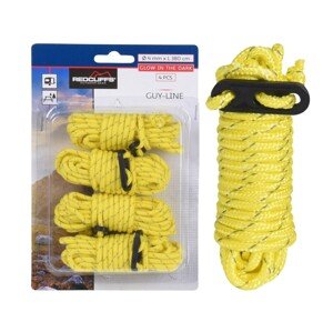 4 kötél készlet sátrak tartásához, 380x0,4 cm, sárga