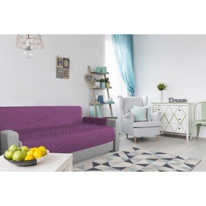 Alcam Kétoldalú steppelt kanapéhuzat 3 személyes, lila / vanília