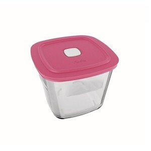 Ételdoboz szögletes hermetikus fedéllel, Marinex, 1 L, műanyag (PP) / hőálló üveg, rózsaszín