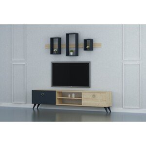 Comoda TV cu rafturi de perete Elit, Arnetti, 180 x 48.1 cm/120 x 45 cm, oak/antracit