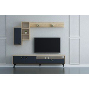 Comoda TV cu raft de perete Silver, Arnetti, 180 x 48.1 cm/175.4 x 86.5 cm, oak/antracit