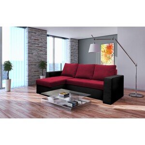 Toledo kanapé sarok, 226x145x79 cm, 2 tárolódoboz, Megfordítható, Piros / Fekete