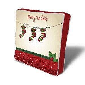 Zokni dekoratív párna, karácsonyi, 43x43 cm, polipamut, sokszínű