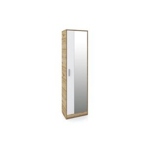 Cipőszekrény tükörrel, Bedora, City 4043, 50 x 37,5 x 171 cm, PAL, tölgy / fehér