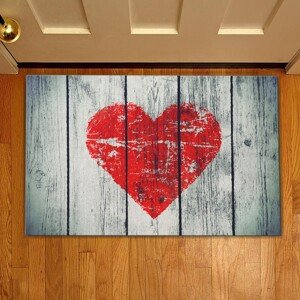 Heart Bejárati szőnyeg, Casberg, 38x58 cm, poliészter, piros/kék
