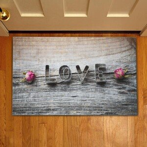 Love w two rose Bejárati szőnyeg, Casberg, 38x58 cm, poliester, szürke