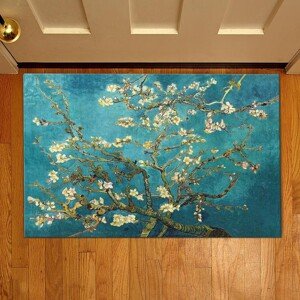 Virágfa bejárati szőnyeg, Casberg, 38x58 cm, poliészter, kék/fehér