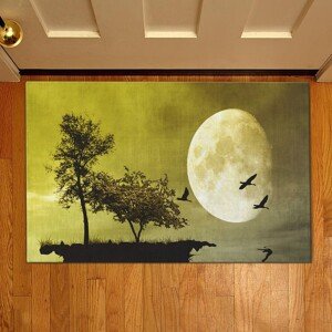 Bejárati szőnyeg Hold és fák, Casberg, 38x58 cm, poliészter, sokszínű