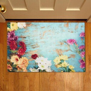 Crizanteme bejárati szőnyeg, Casberg, 38x58 cm, poliészter, tarka