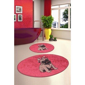 Pink Pug 2 db Fürdőszobai szőnyeg, Chilai, 50x60 cm/60x100 cm, színes