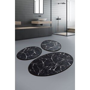 Marble 3 db Fürdőszobai szőnyeg, Chilai, 50x60 cm/60x100 cm, fekete