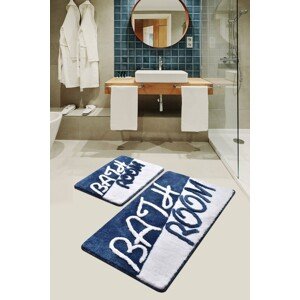 Set 2 covorase de baie Bathroom, Chilai, 50x60 cm/60x100 cm, albastru
